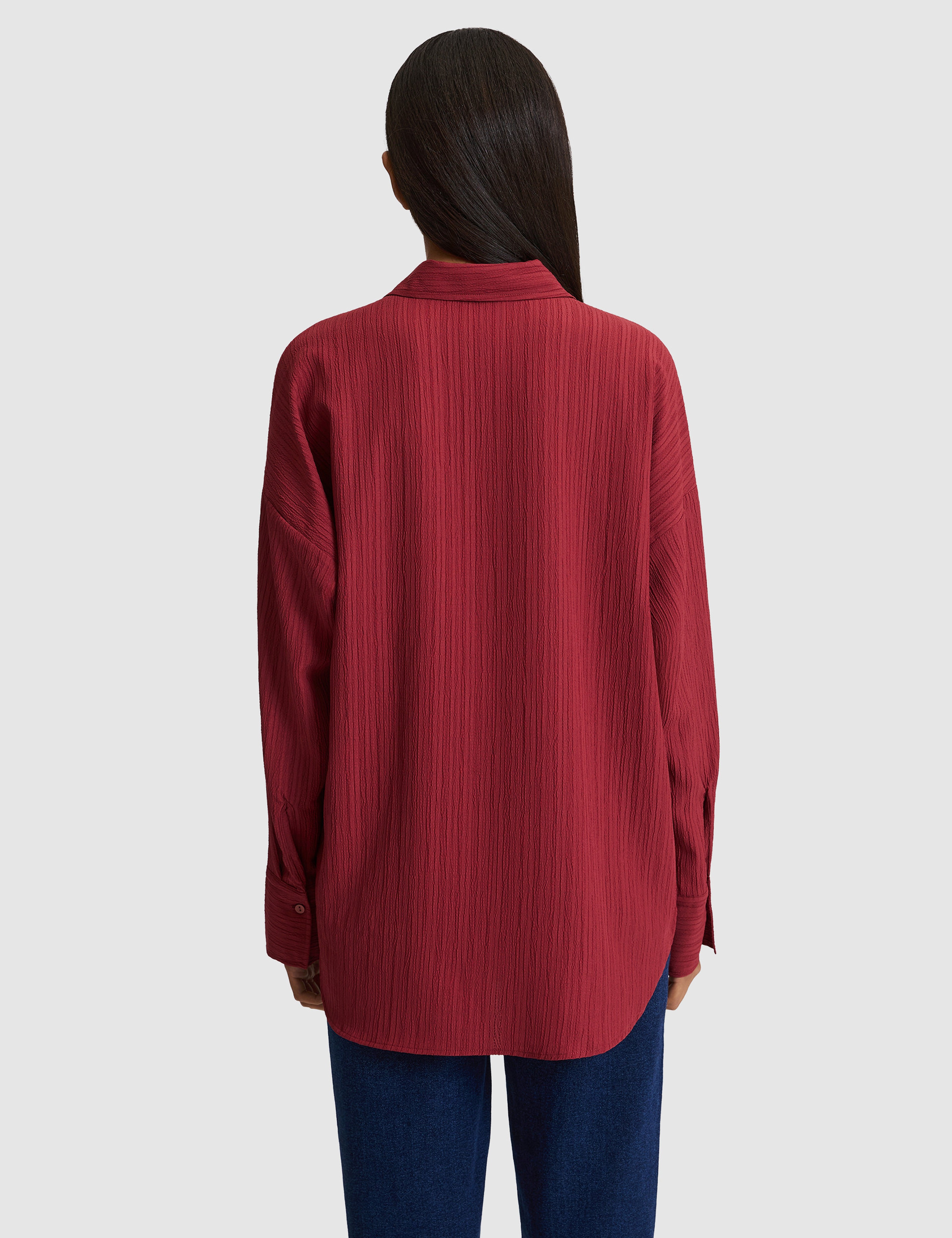 Bordo Oversize Uzun Kollu Gömlek