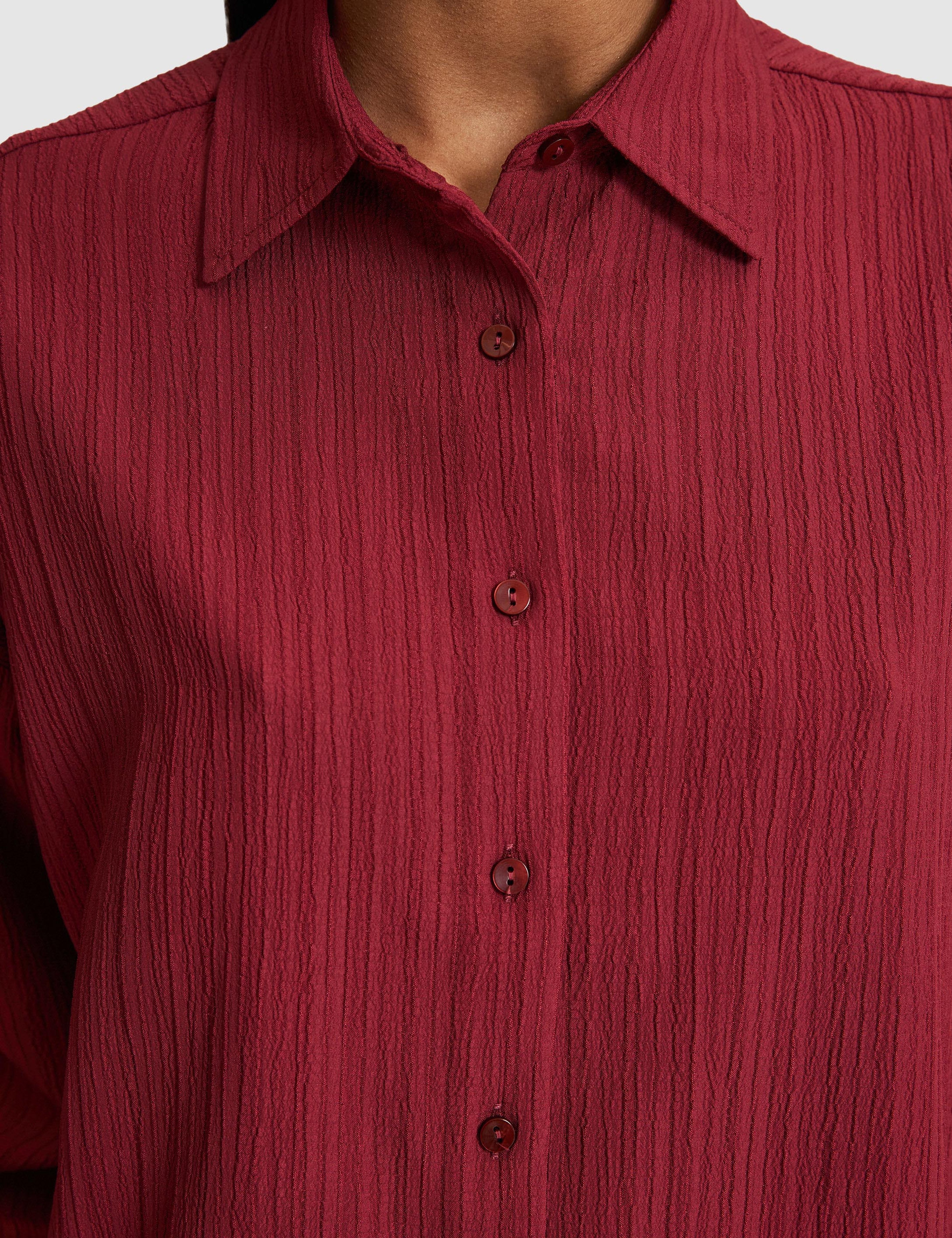 Bordo Oversize Uzun Kollu Gömlek