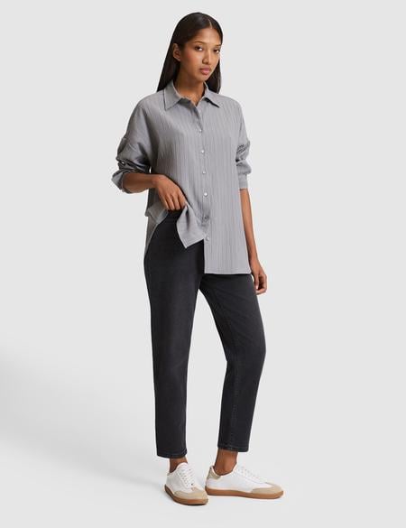 Gri Oversize Uzun Kollu Gömlek - 50318232022