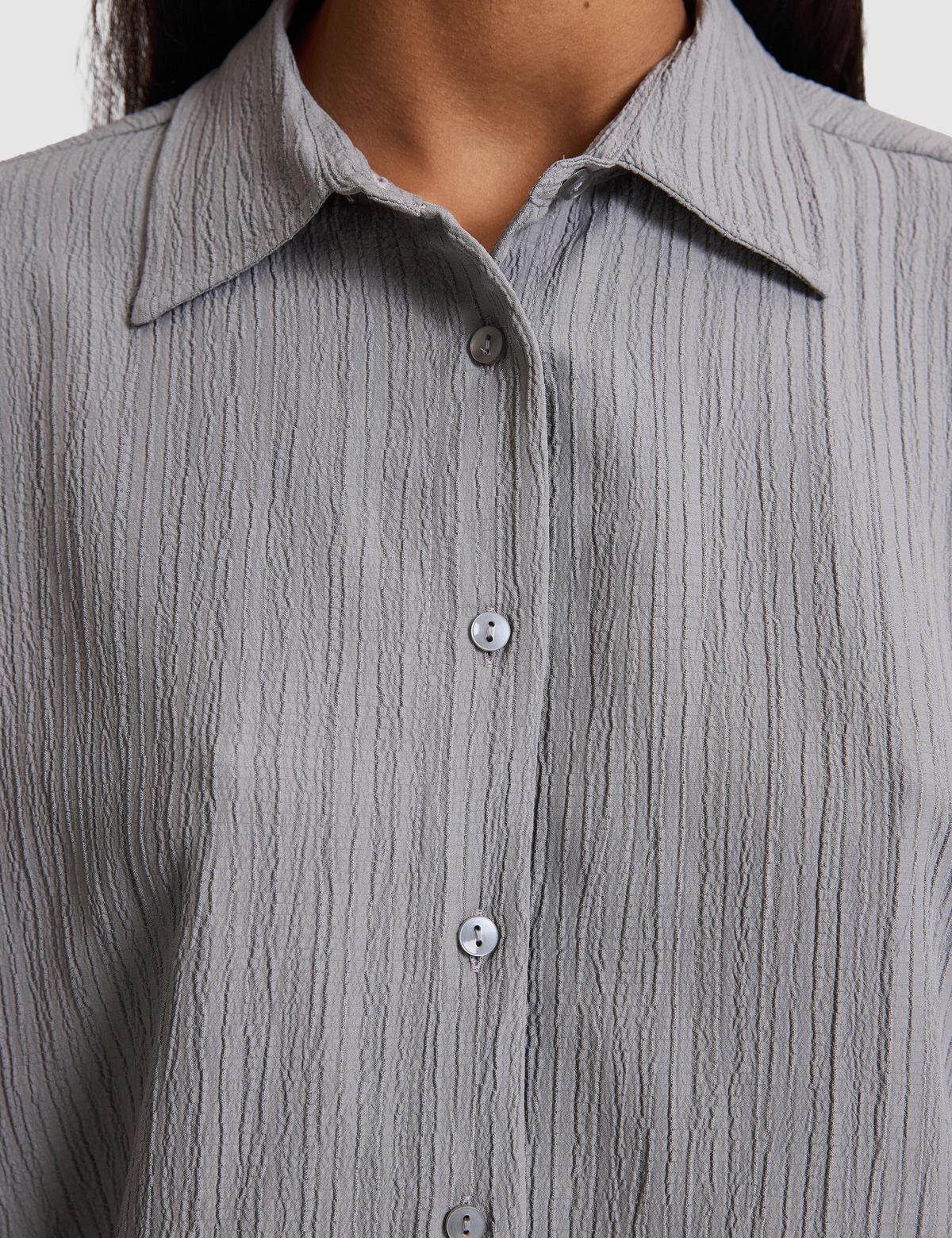 Gri Oversize Uzun Kollu Gömlek - 50318232022