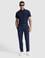 Lacivert Slim Fit Keten Karışımlı Pileli Pantolon