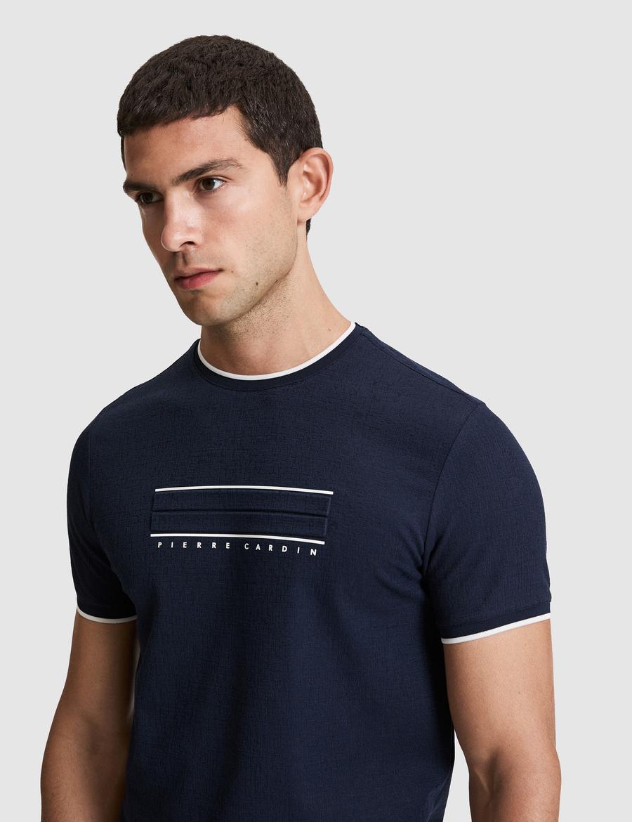 Lacivert Slim Fit Bisiklet Yaka Tişört