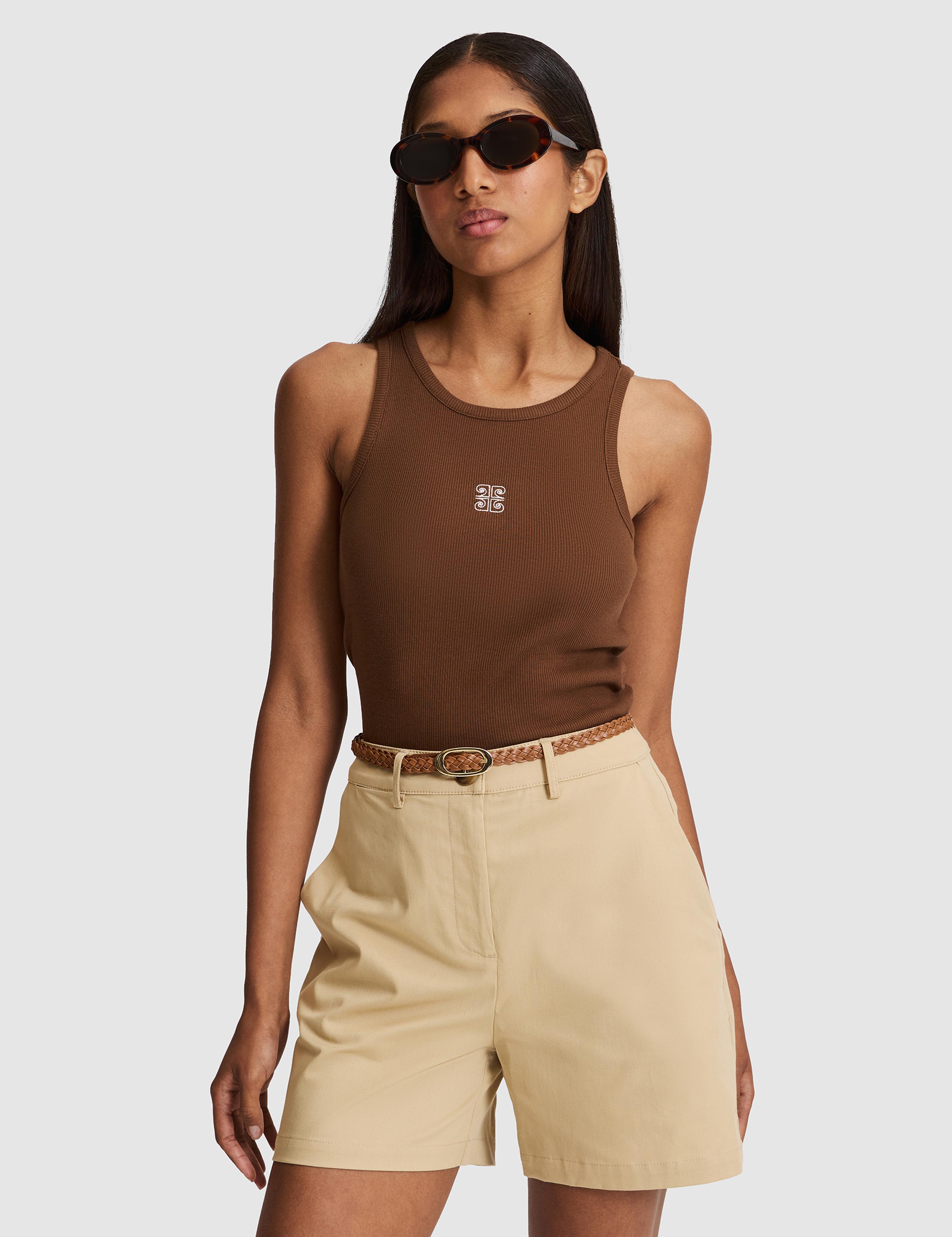 Kahverengi Slim Fit Örme Bluz