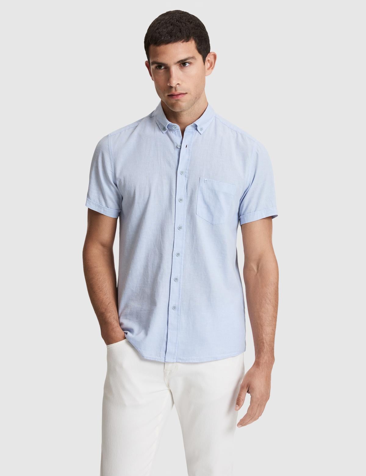 Açık Mavi Regular Fit Kısa Kollu Gömlek - 50320933107