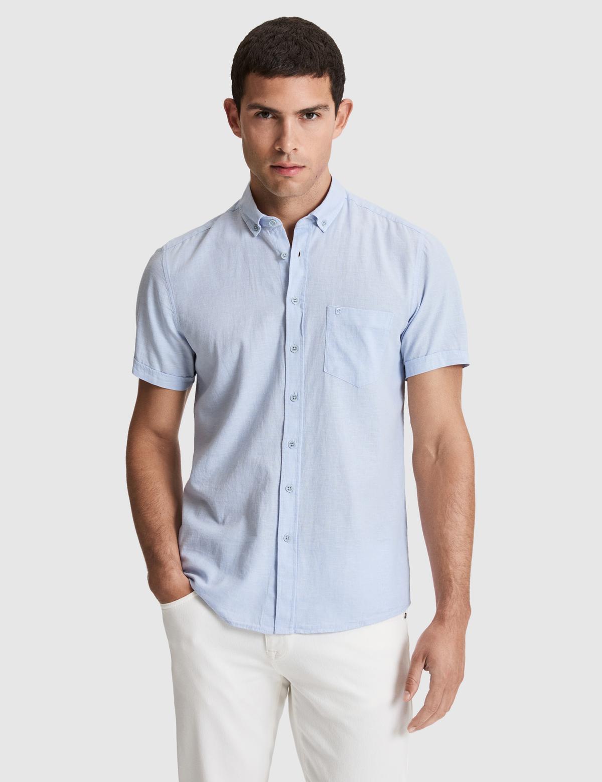 Açık Mavi Regular Fit Kısa Kollu Gömlek