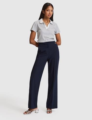 Lacivert Flare Fit Kumaş Pantolon