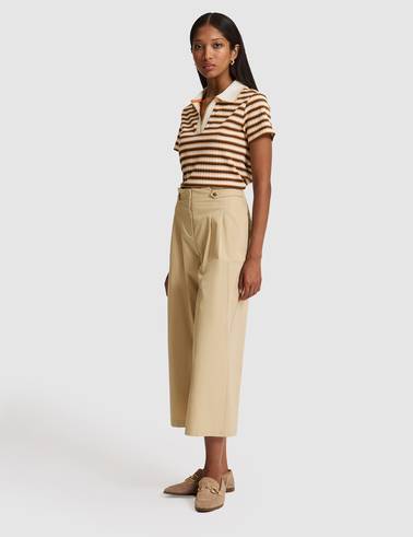 Bej Loose Fit Kanvas Pantolon