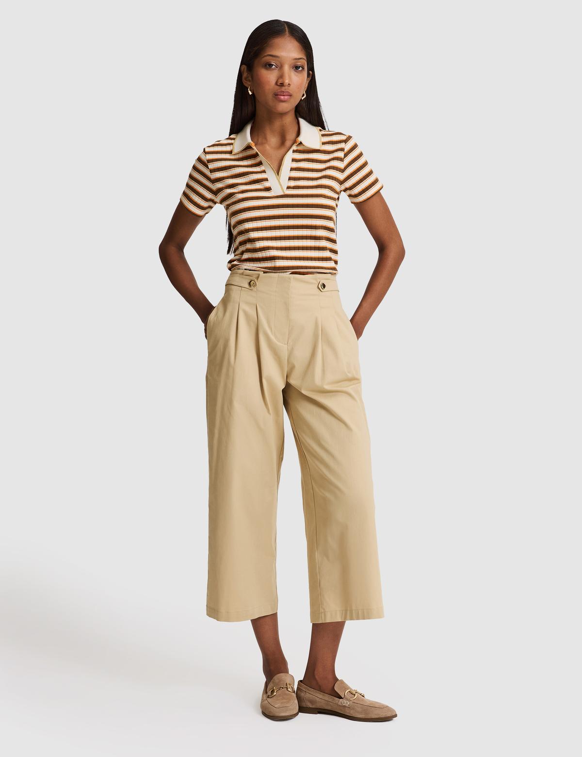 Bej Loose Fit Kanvas Pantolon