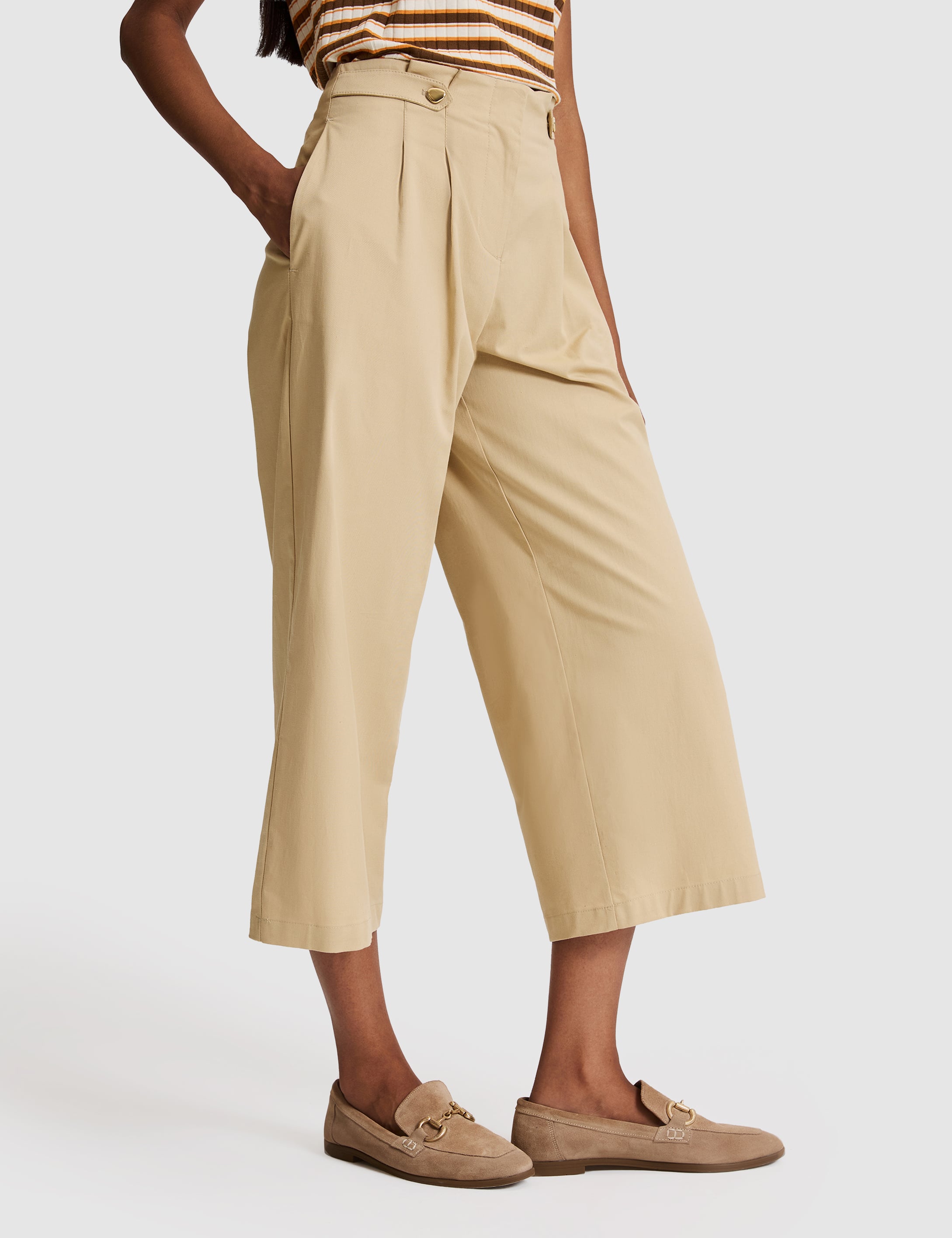 Bej Loose Fit Kanvas Pantolon - 50321204002