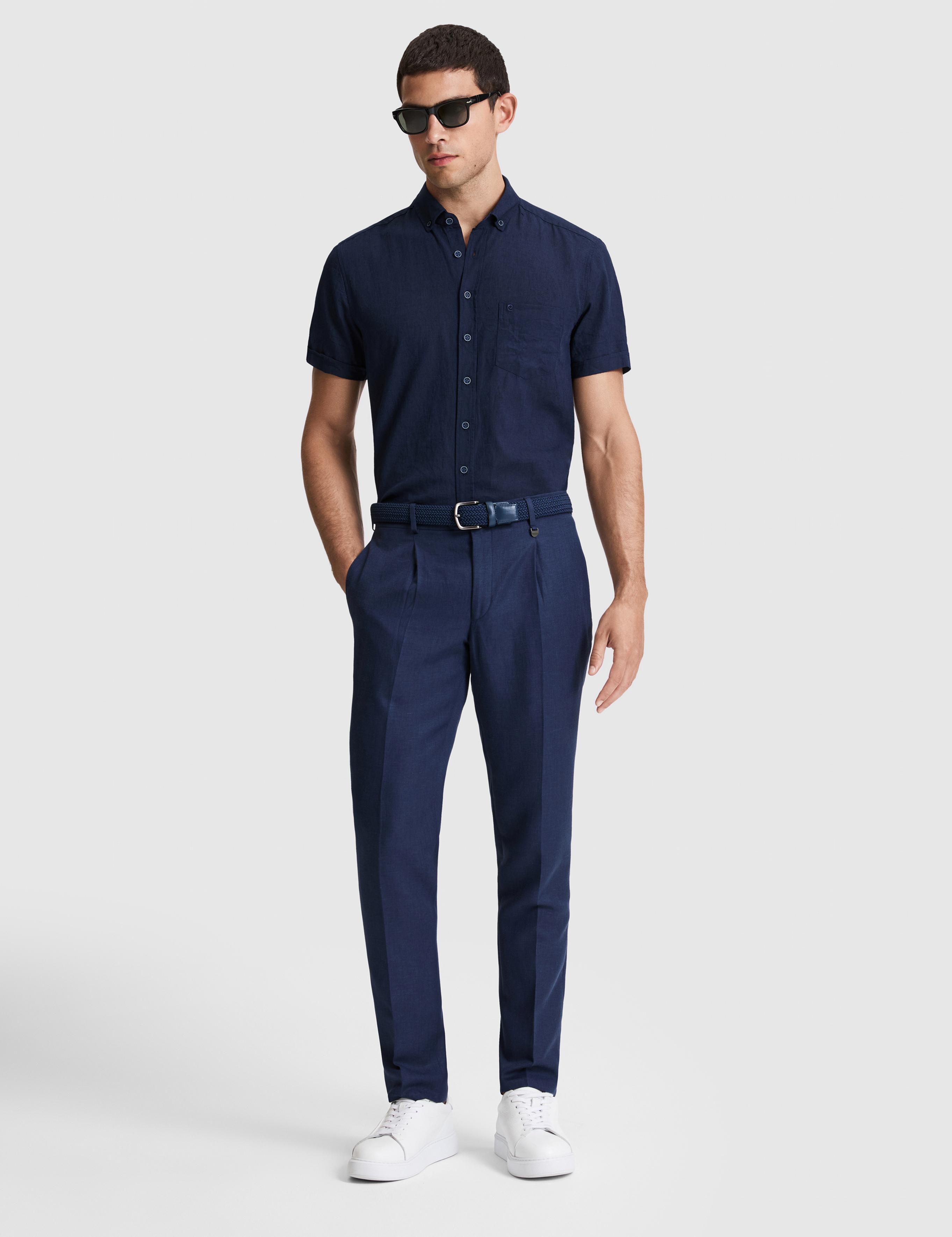Lacivert Regular Fit Kısa Kollu Gömlek