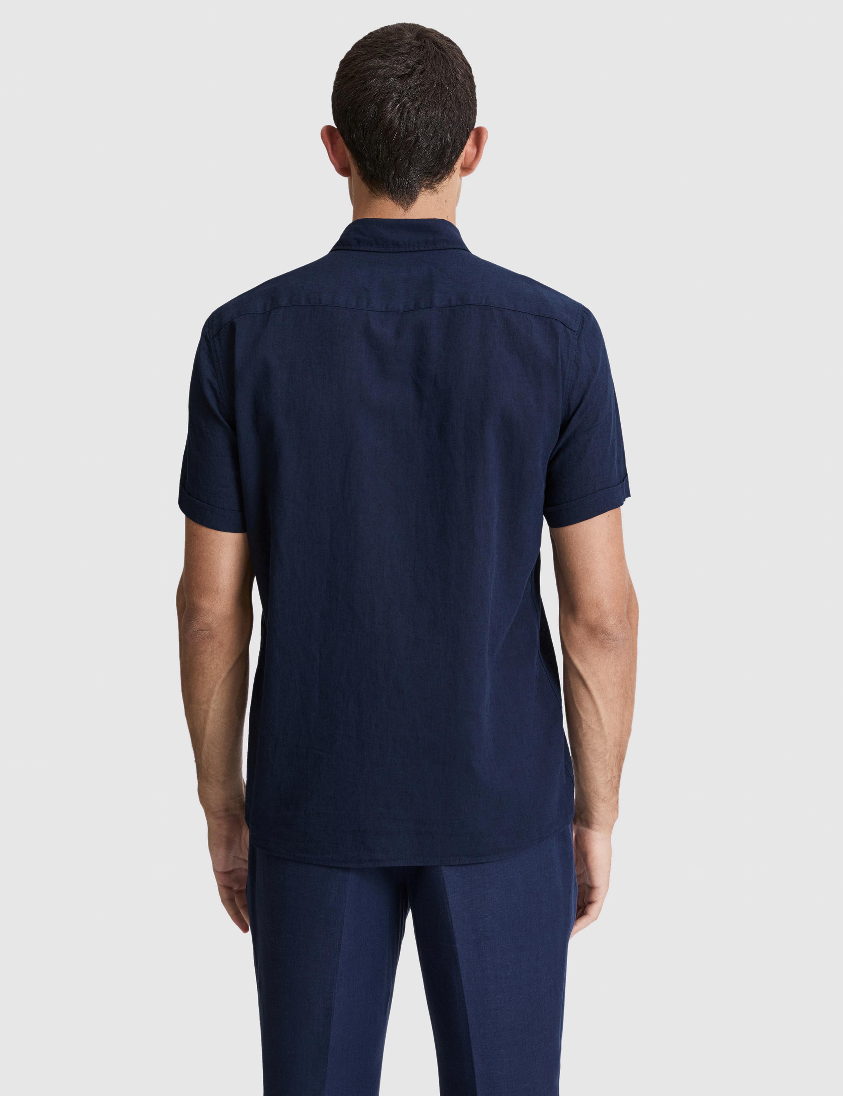 Lacivert Regular Fit Kısa Kollu Gömlek