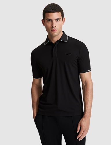 Siyah Regular Fit Düğmeli Polo Yaka Tişört