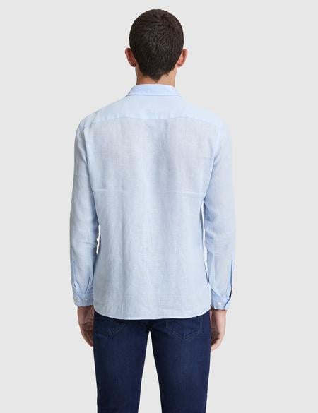 Açık Mavi %100 Keten Regular Fit Uzunkollu Gömlek - 50320945147
