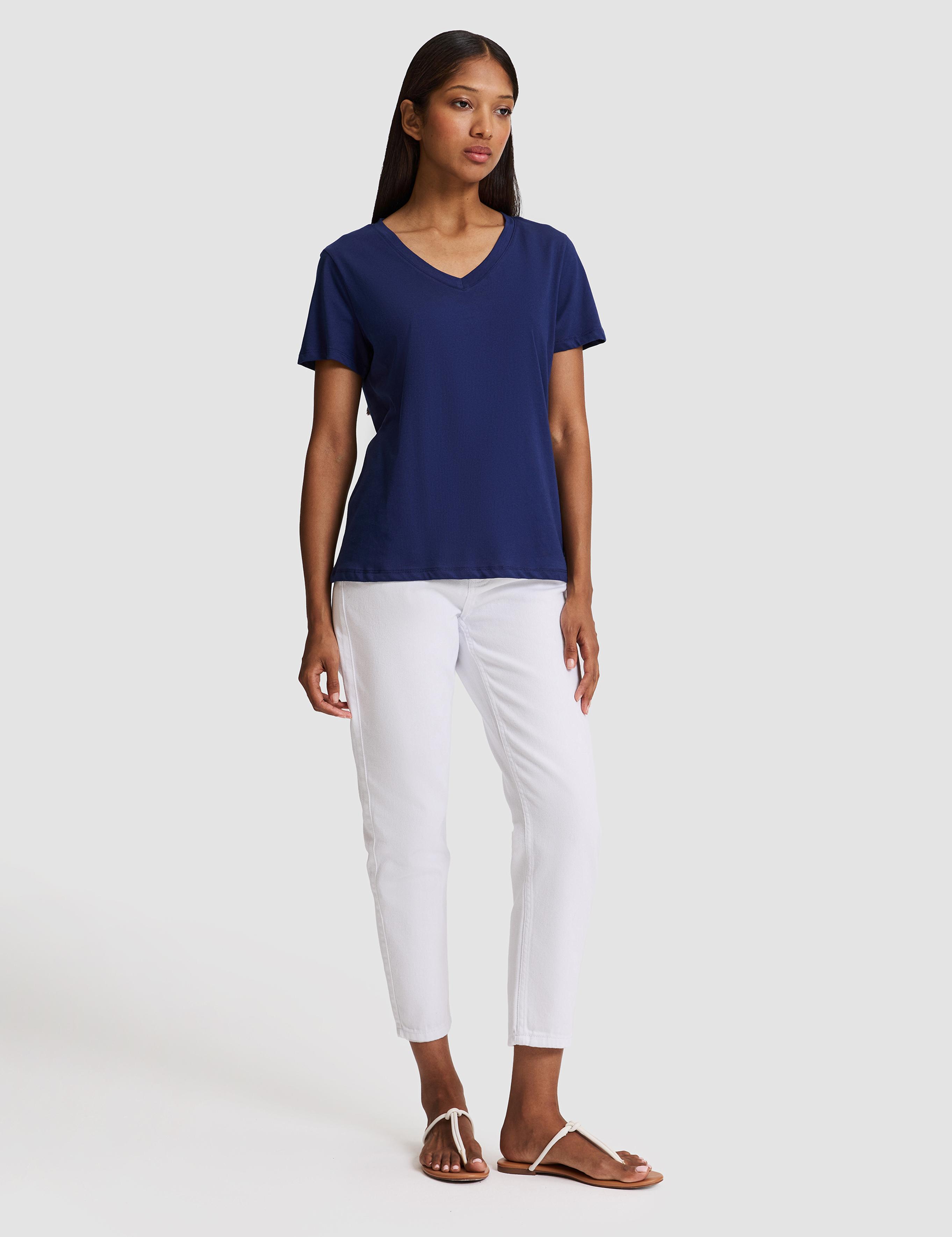 Lacivert Regular Fit V Yaka Basic Tişört