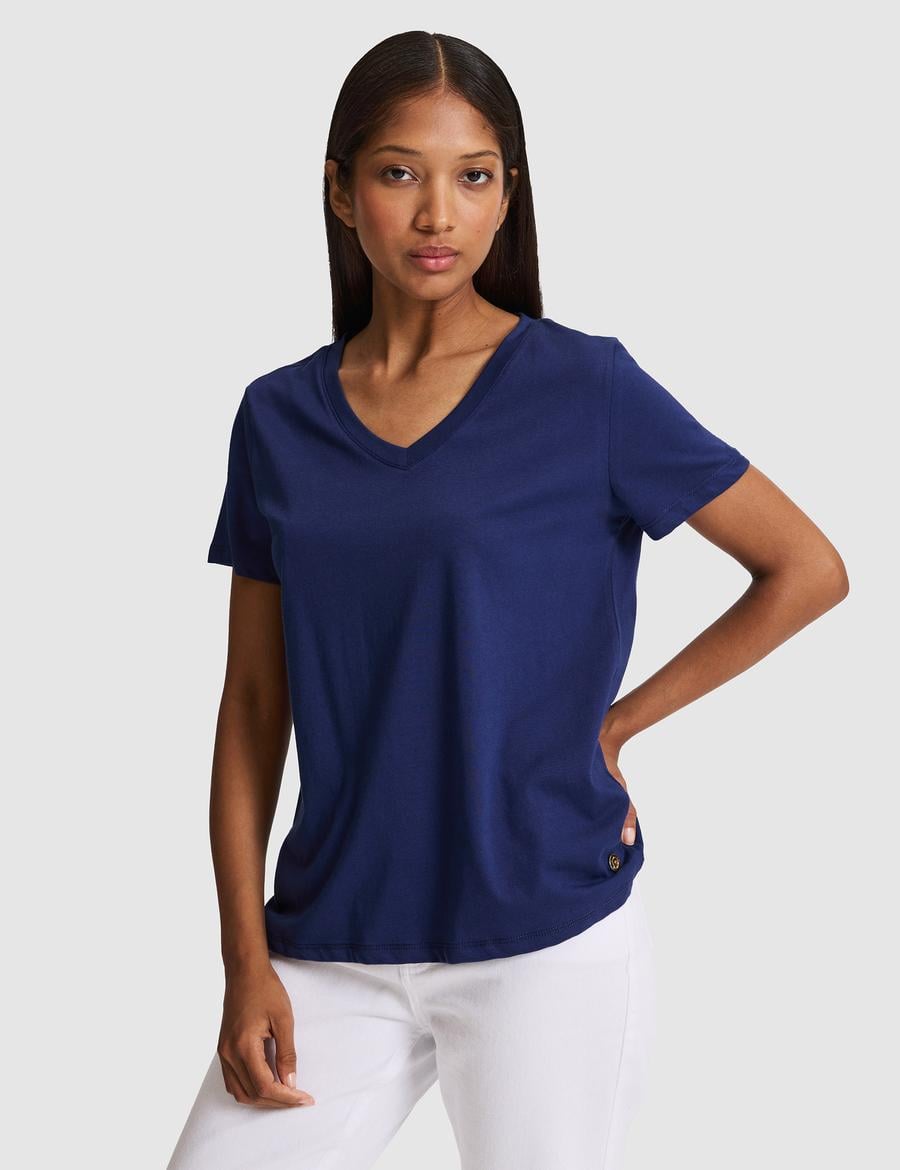 Lacivert Regular Fit V Yaka Basic Tişört