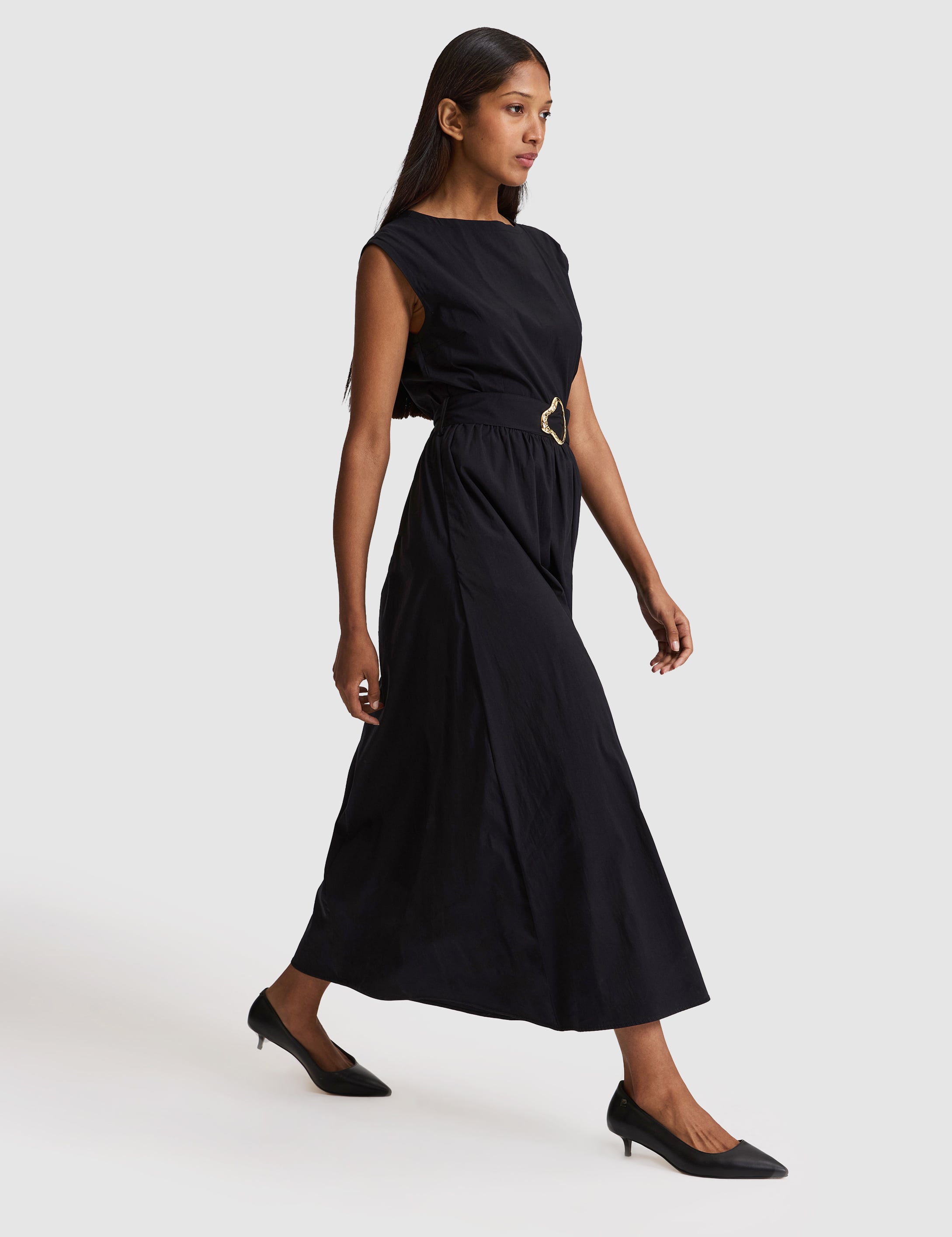 Siyah Comfort Fit Dokuma Elbise - 50321273016
