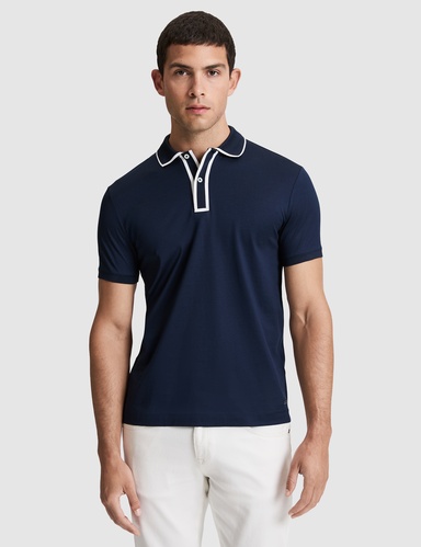 Lacivert Slim Fit %100 Pamuk Düğmeli Polo Yaka Tişört