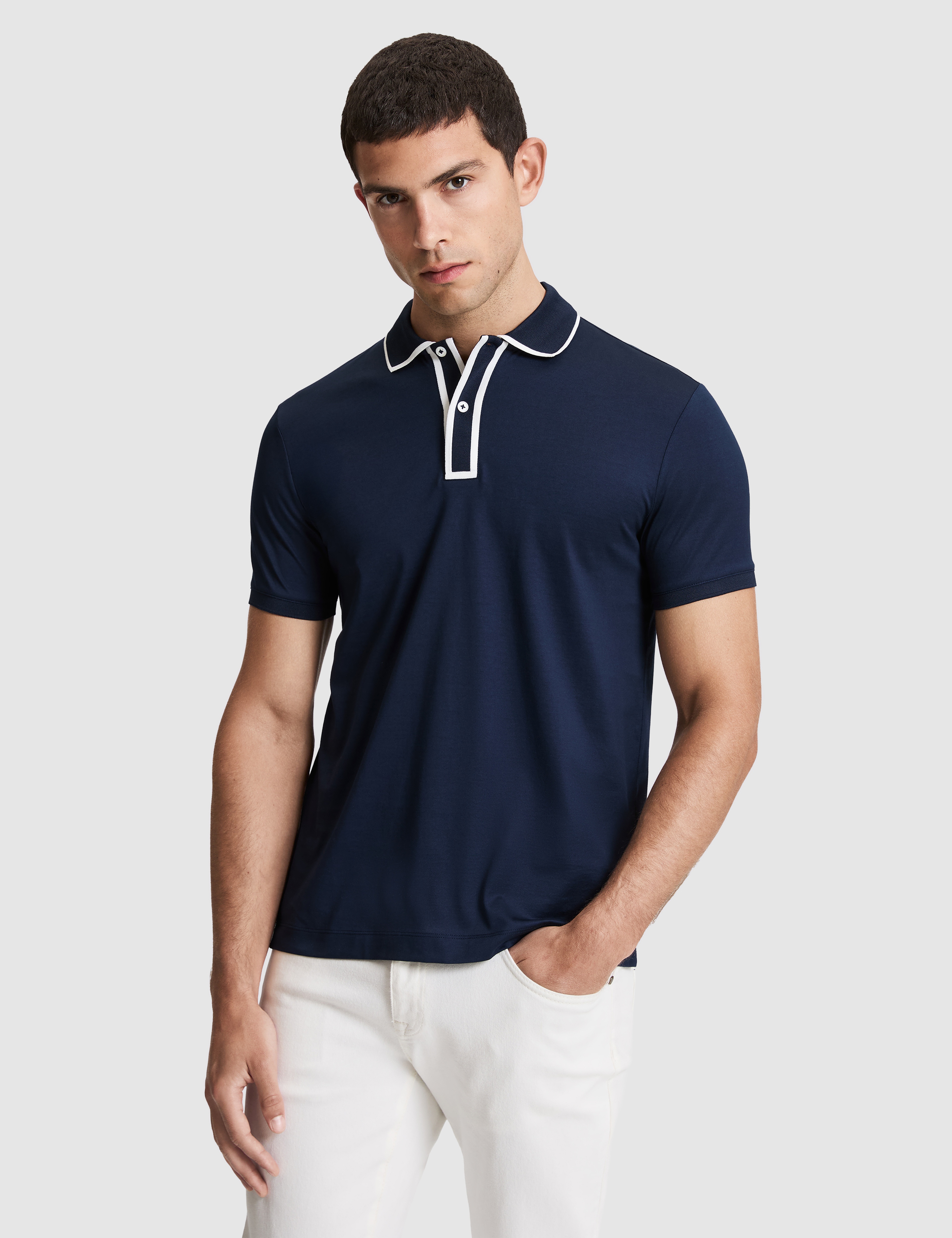 Lacivert Slim Fit %100 Pamuk Polo Yaka Tişört - Image 3