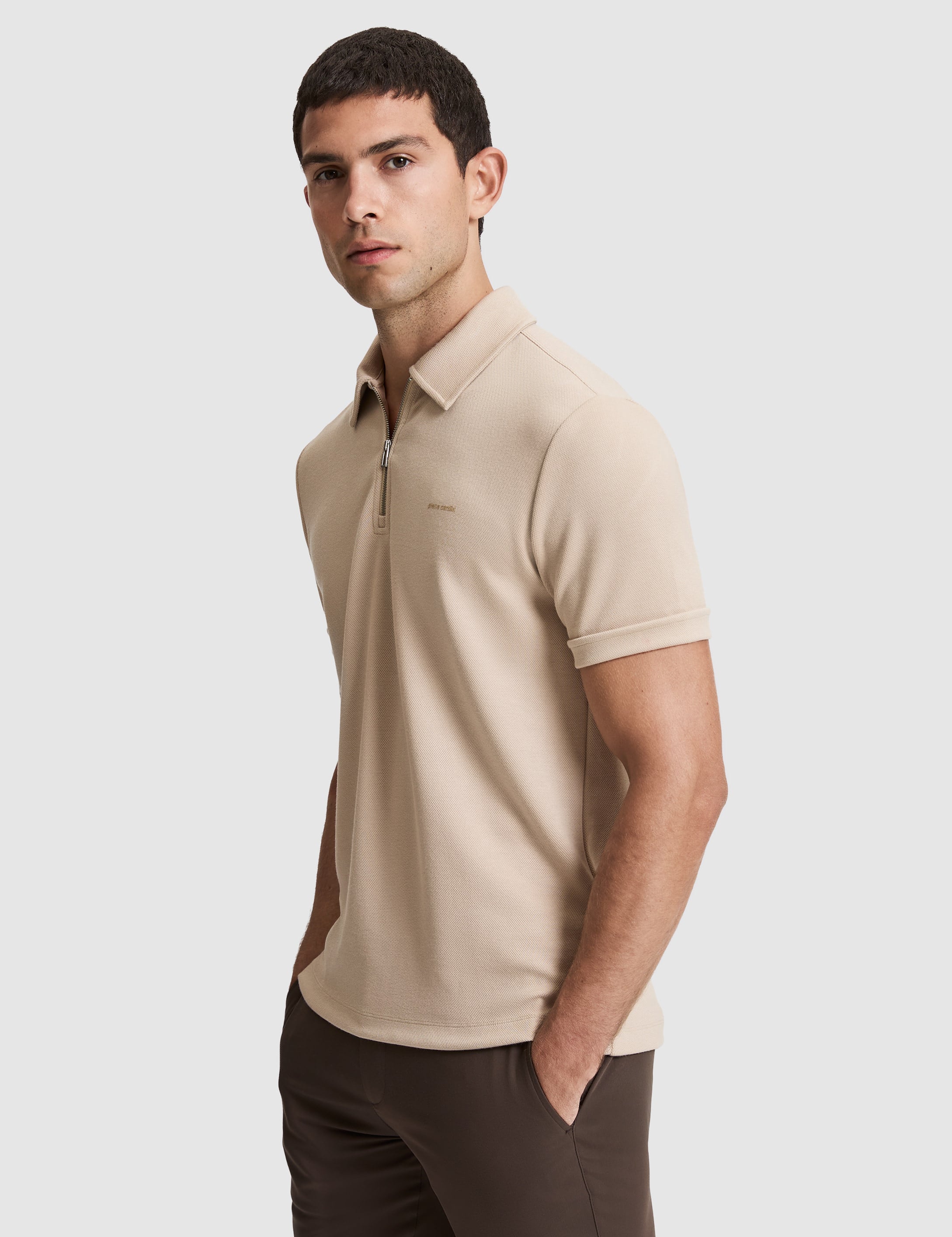 Koyu Bej Regular Fit Polo Yaka Tişört - Image 3
