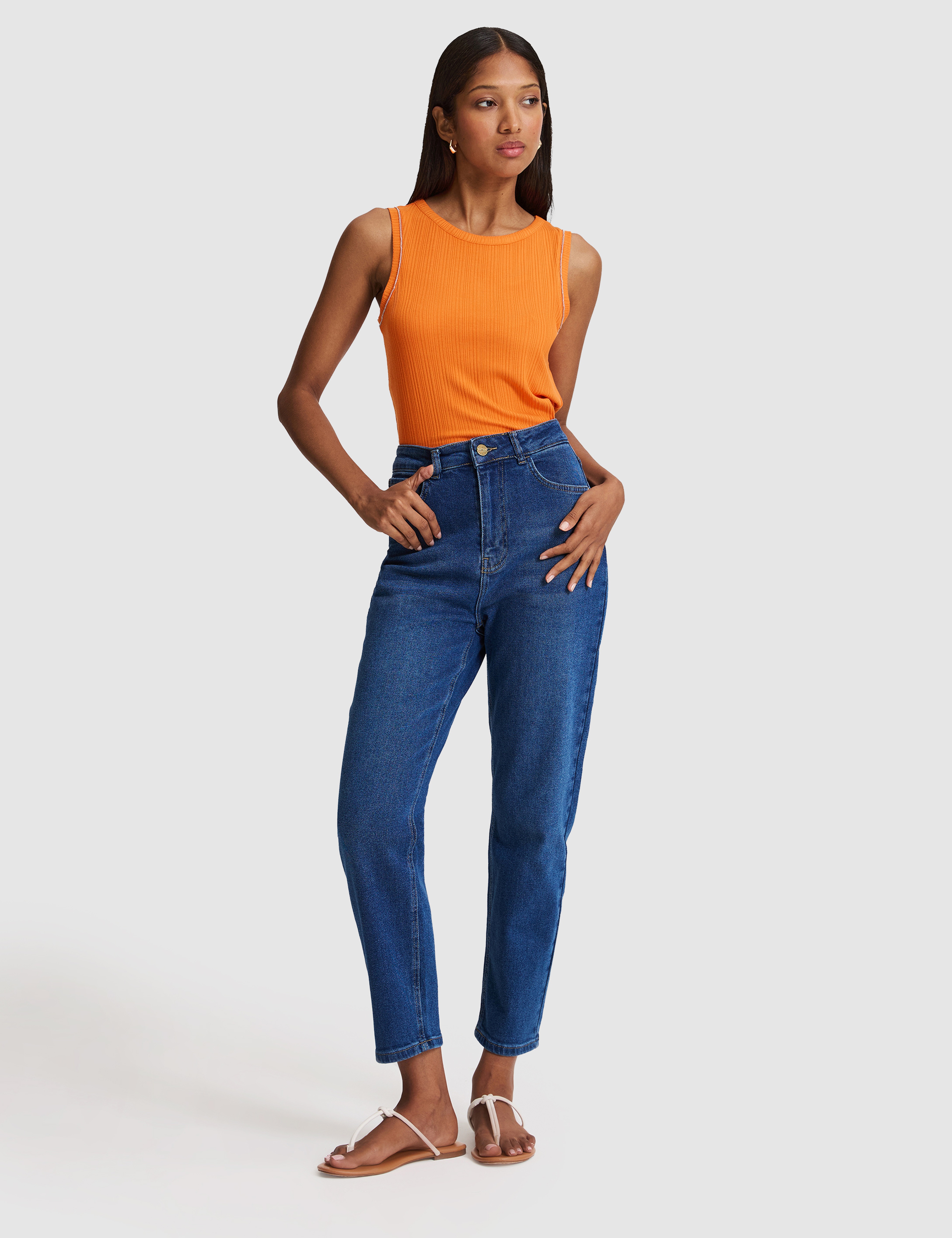 Turuncu Slim Fit Örme Bluz - Image 4