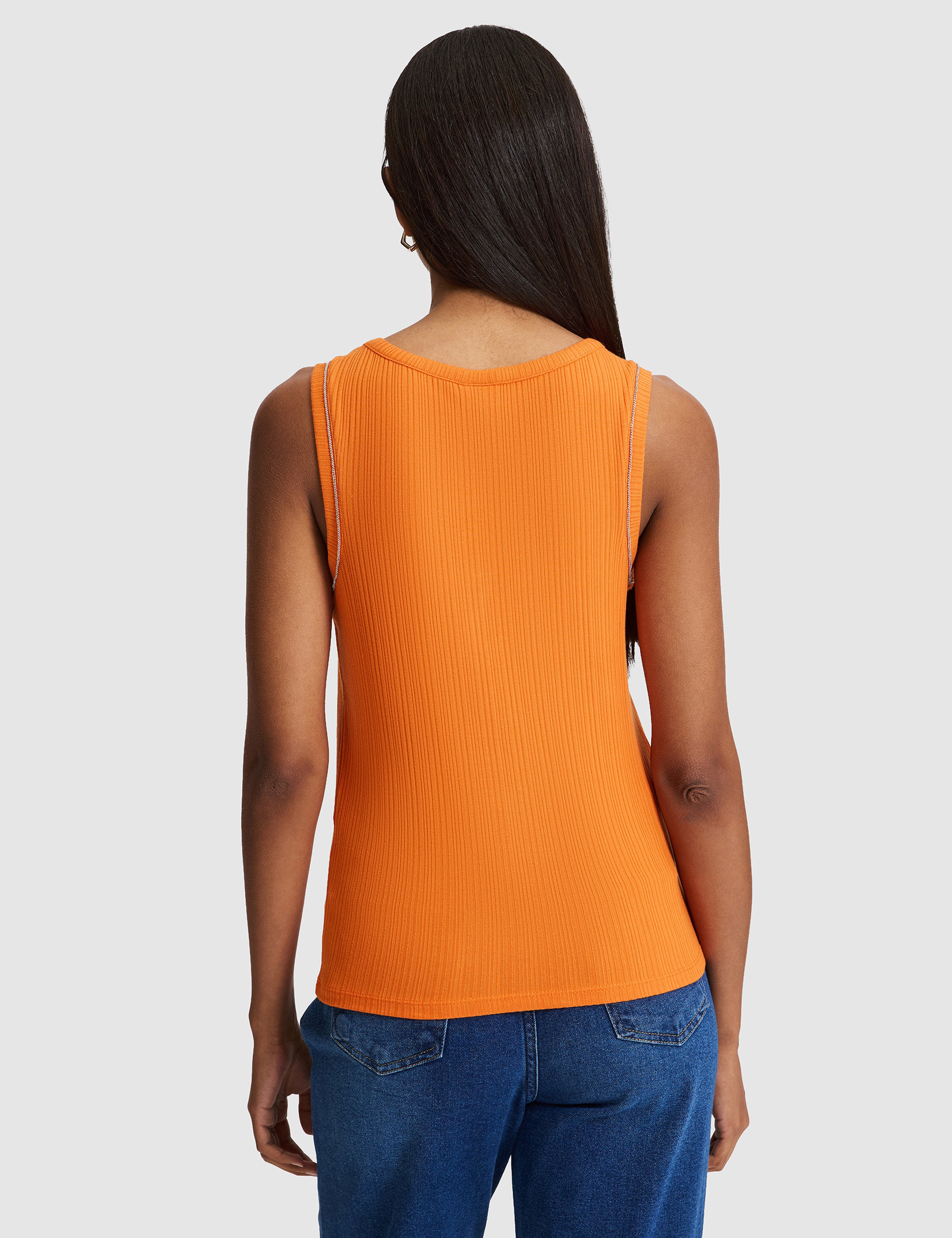 Turuncu Slim Fit Örme Bluz