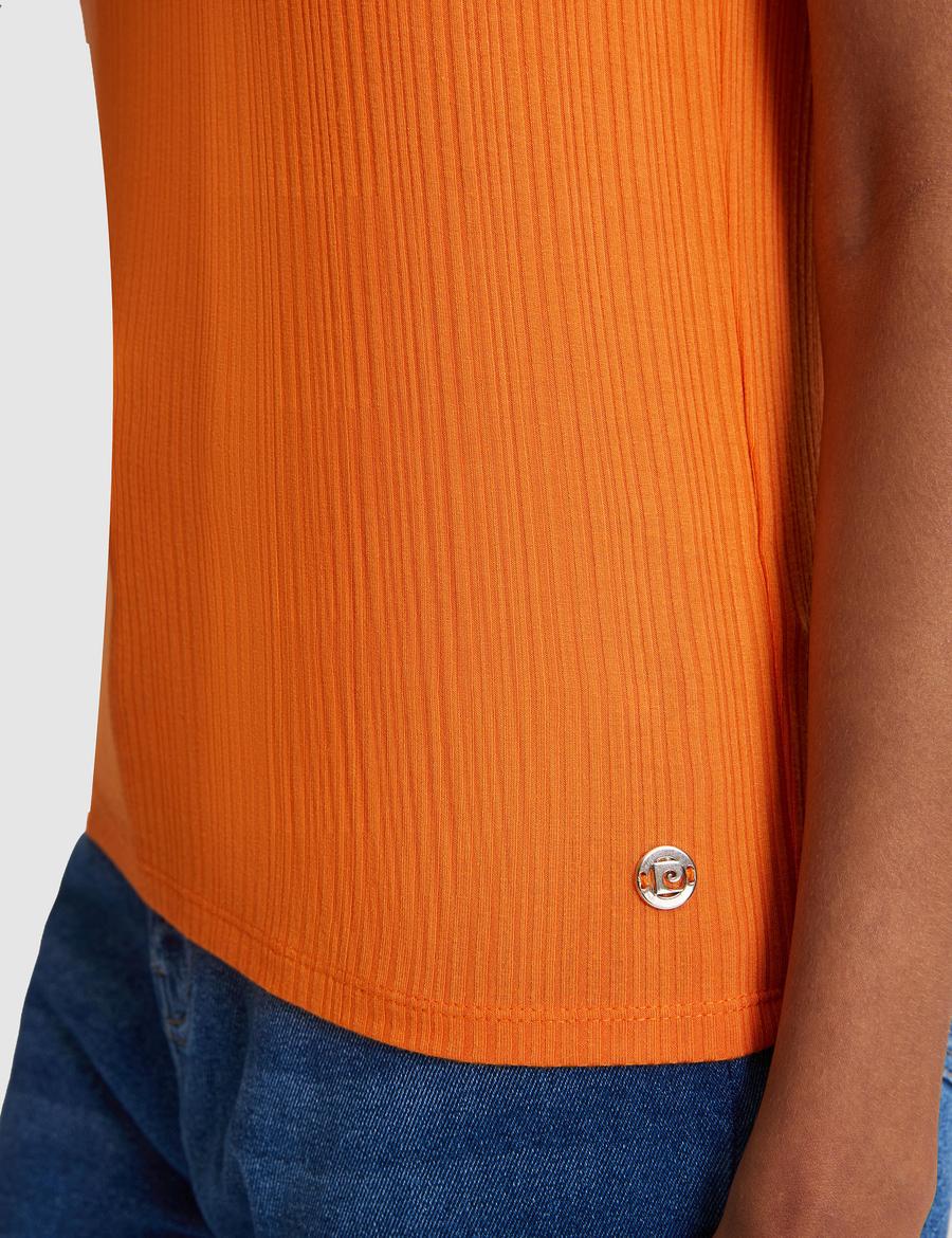 Turuncu Slim Fit Örme Bluz