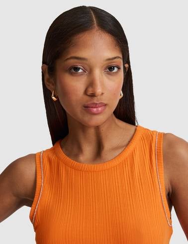 Turuncu Slim Fit Örme Bluz