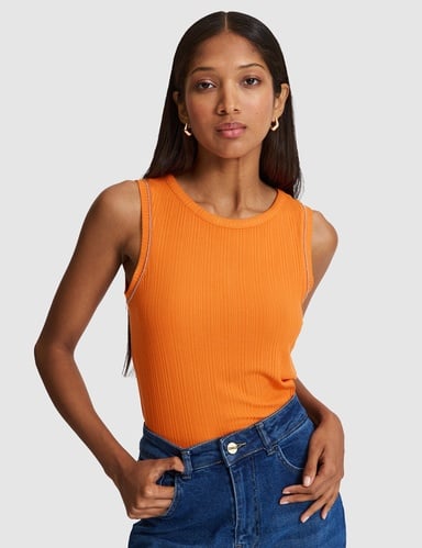 Turuncu Slim Fit Örme Bluz