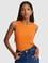 Turuncu Slim Fit Örme Bluz