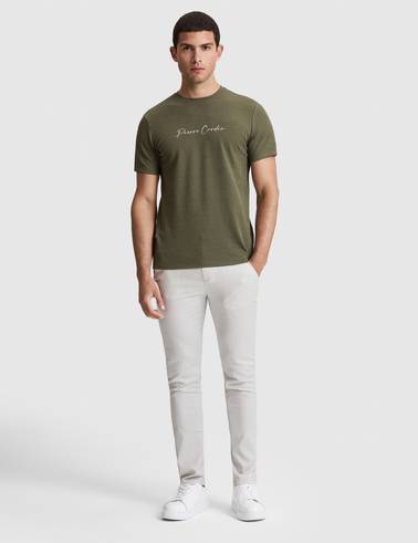 Haki Slim Fit Bisiklet Yaka Tişört