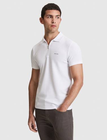 Ekru Slim Fit Fermuarlı Polo Yaka Tişört