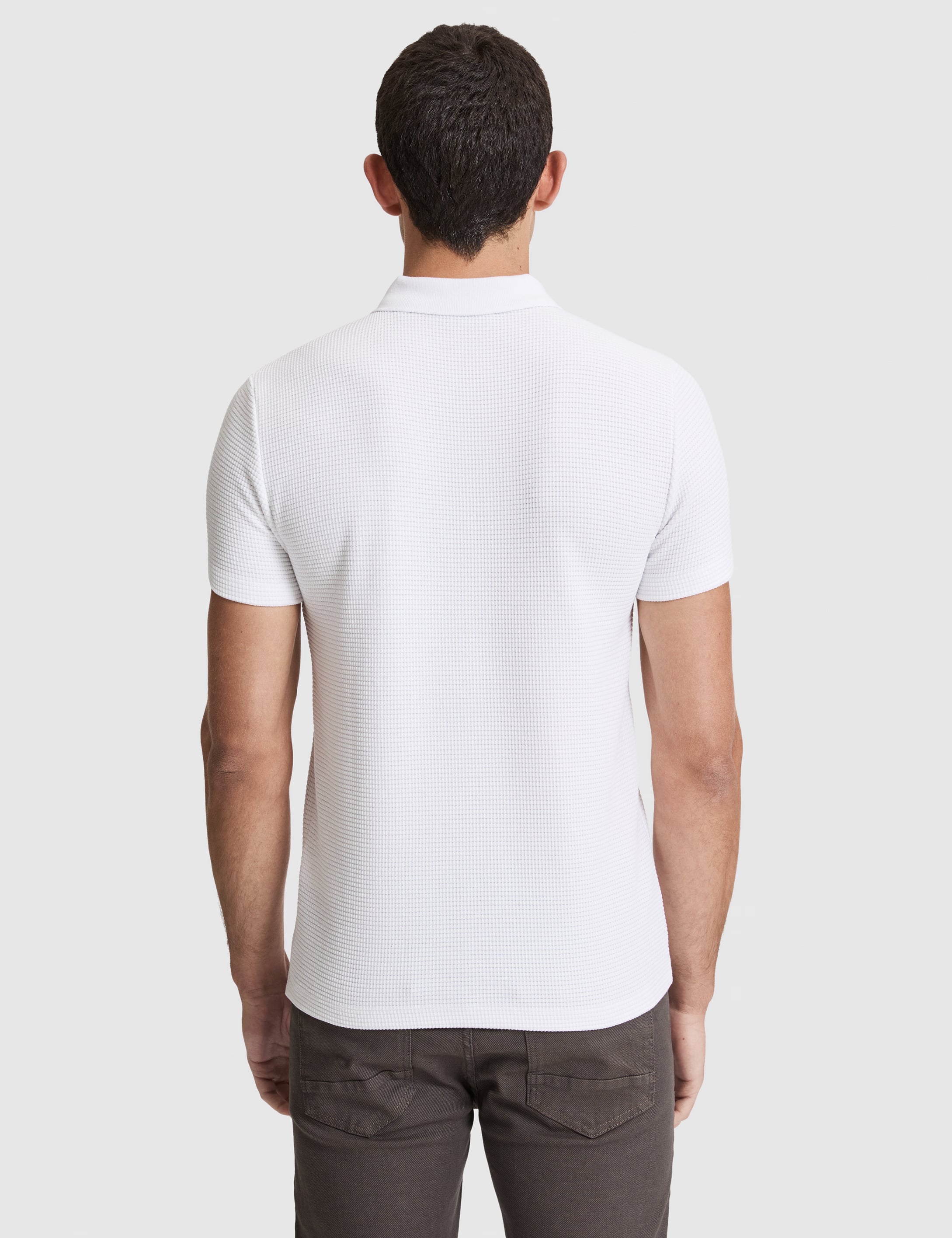 Ekru Slim Fit Fermuarlı Polo Yaka Tişört - Image 5