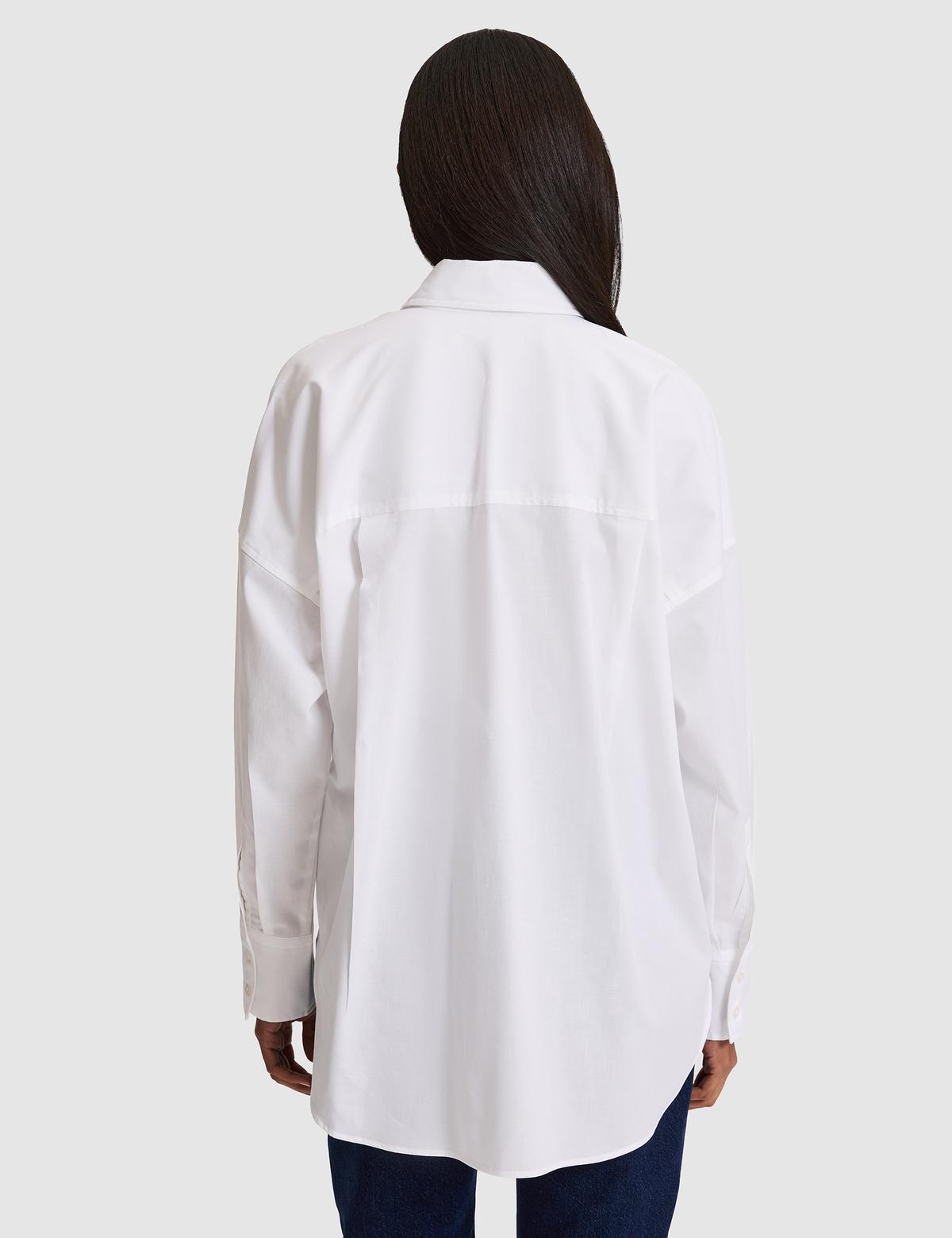 Beyaz Oversize Uzun Kollu Gömlek - 50328628005