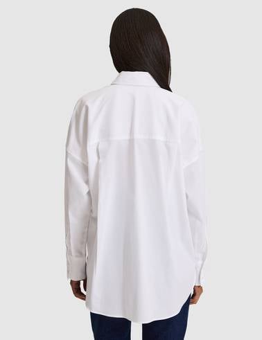 Beyaz Oversize Uzun Kollu Gömlek