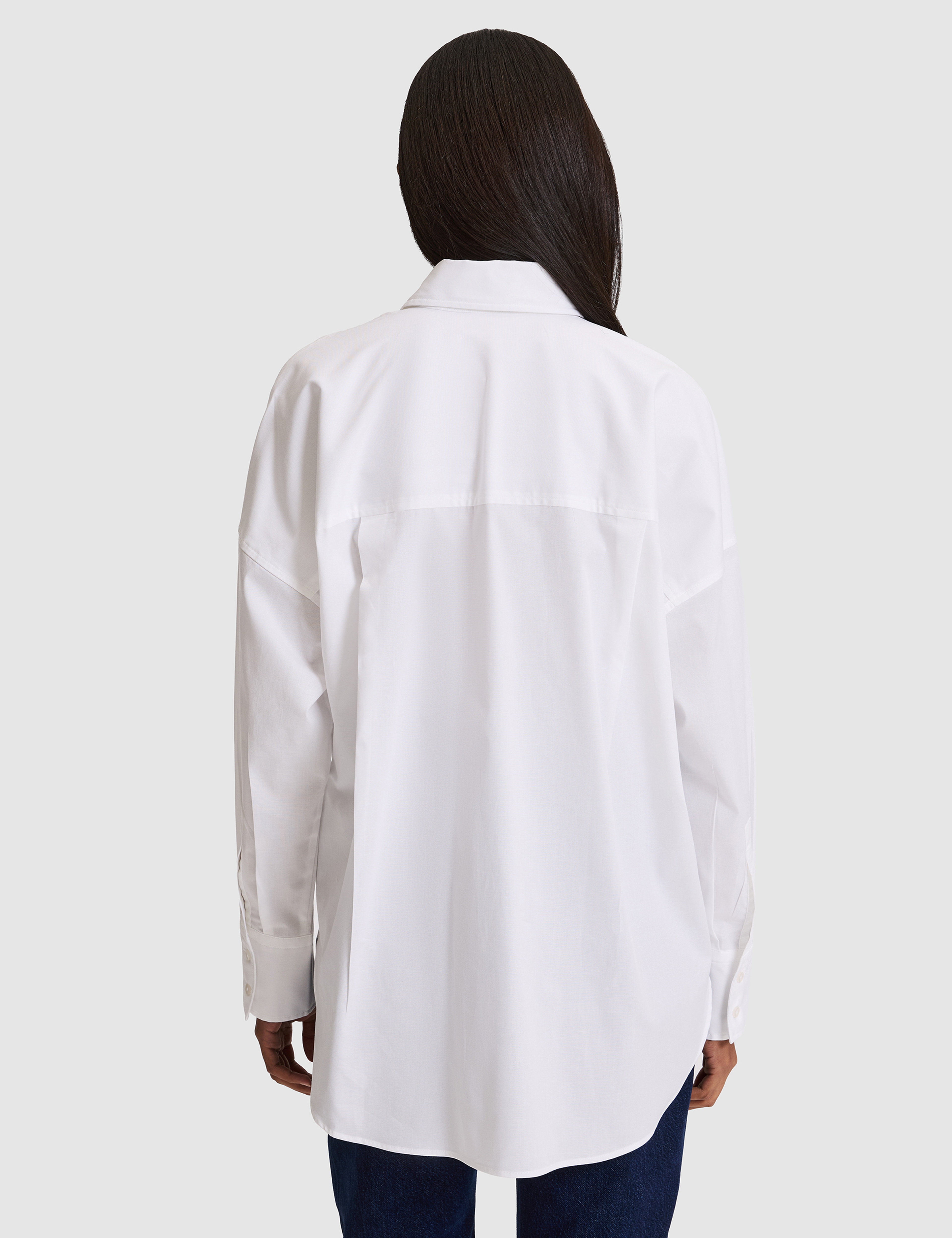 Beyaz Oversize Uzun Kollu Gömlek - Image 5