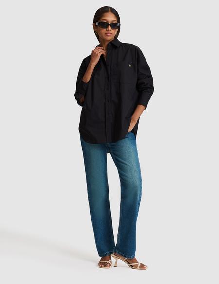 Siyah Oversize Uzun Kollu Gömlek - 50328628023