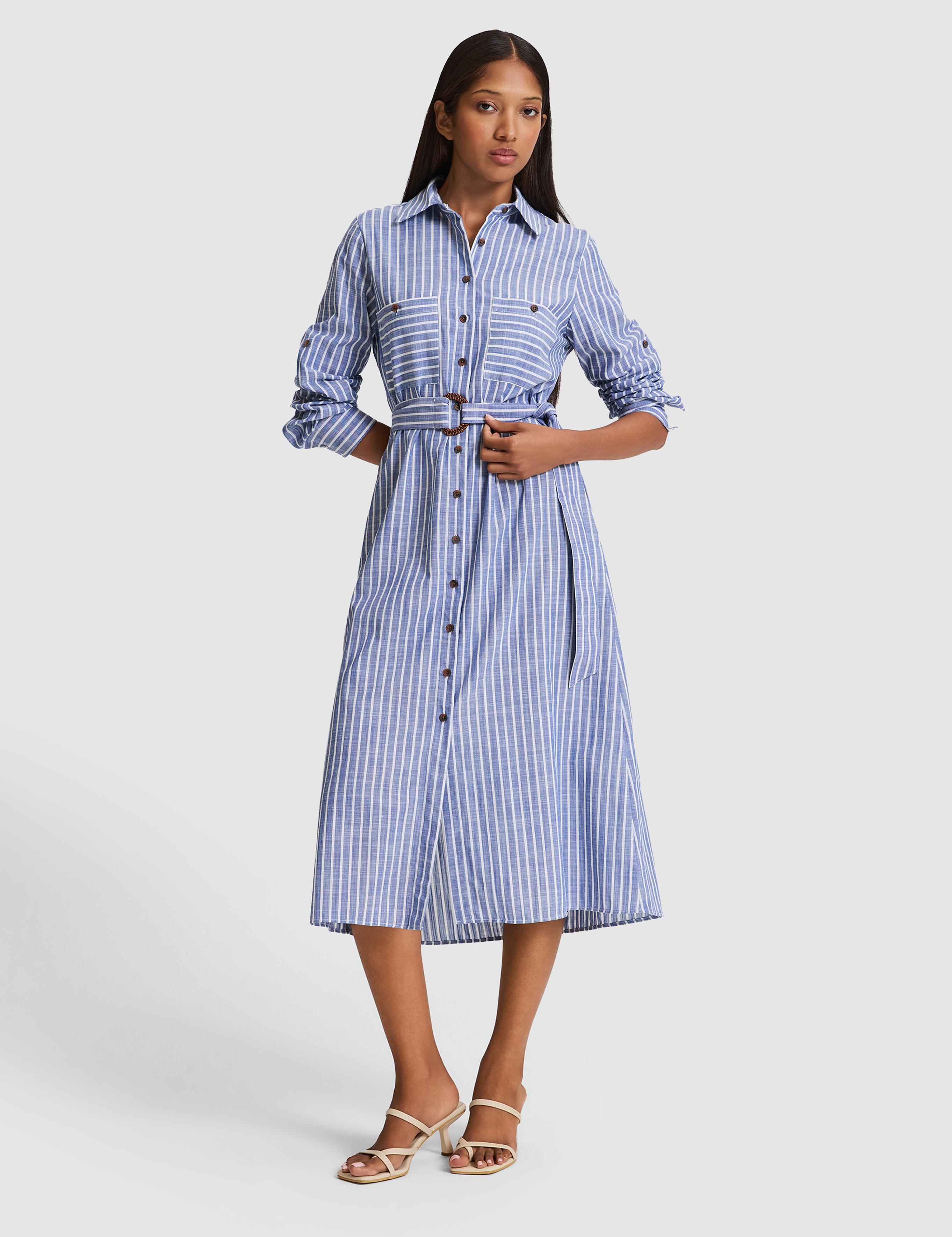 Lacivert Comfort Fit Dokuma Elbise