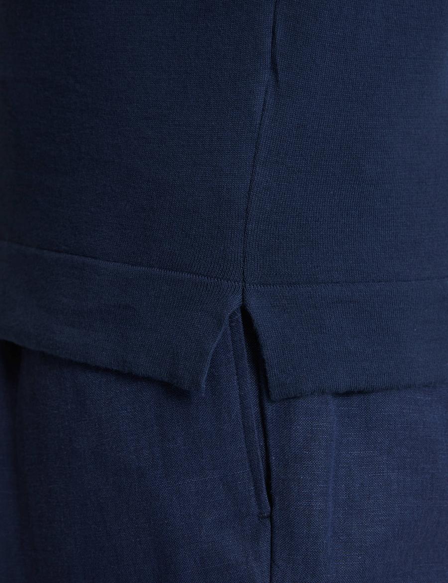 Lacivert Slim Fit %100 Pamuk Bisiklet Yaka Triko Tişört