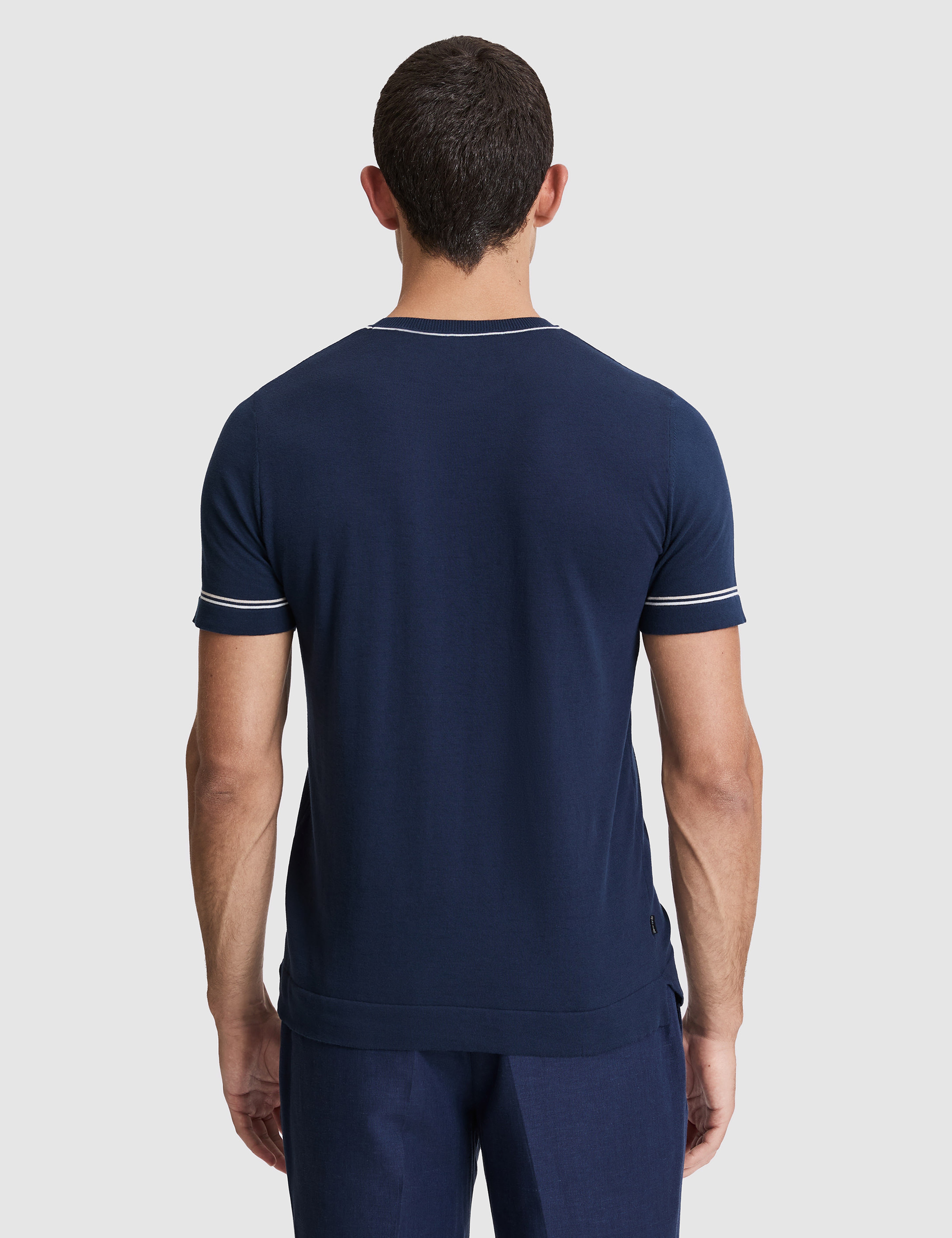 Lacivert Slim Fit %100 Pamuk Bisiklet Yaka Triko Tişört - Image 5