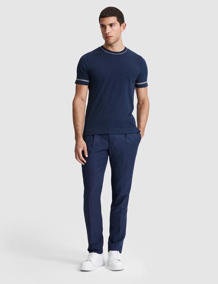 Lacivert Slim Fit %100 Pamuk Bisiklet Yaka Triko Tişört - 50320794020