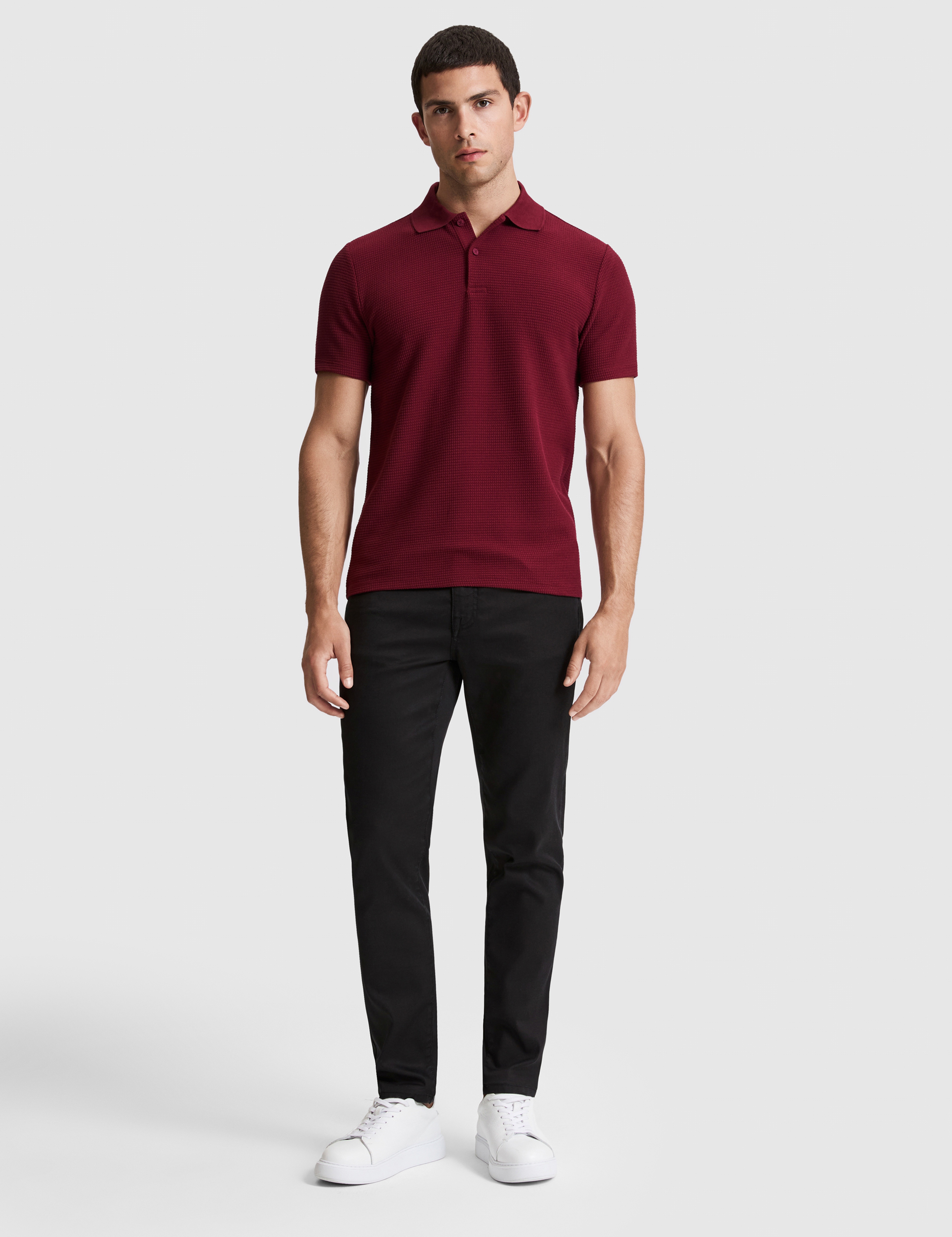 Bordo Regular Fit Polo Yaka Tişört - Image 4