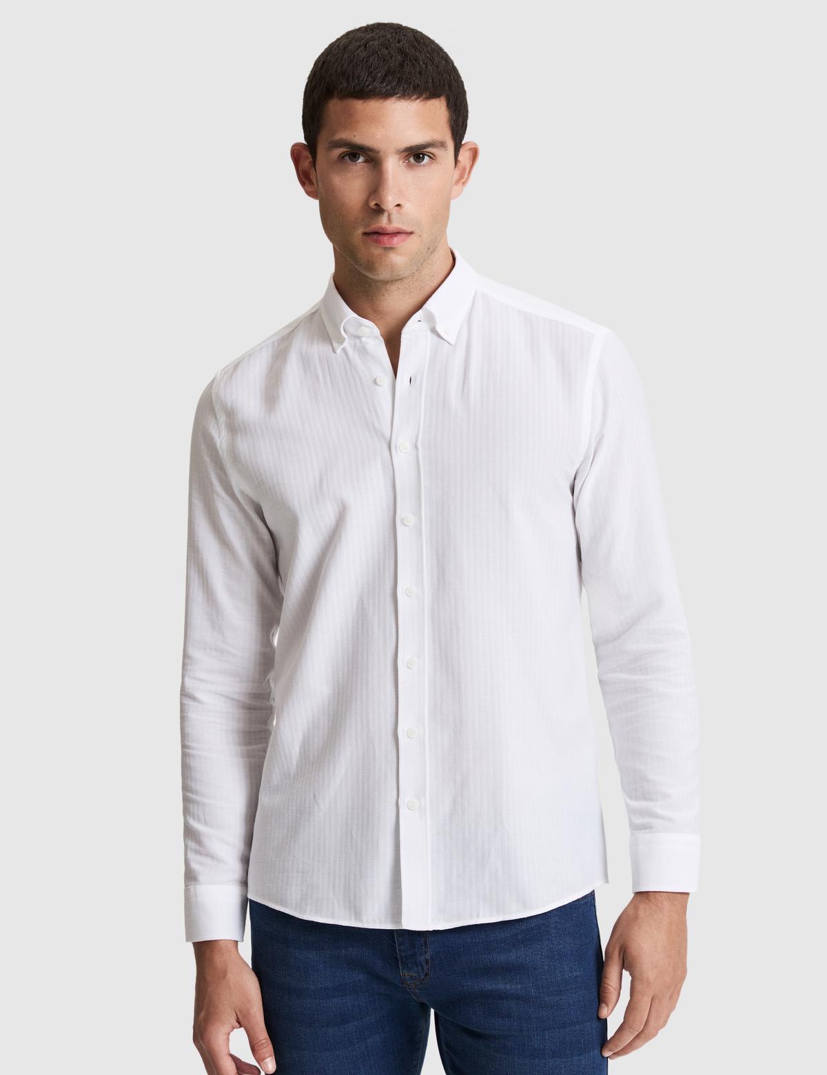Beyaz Regular Fit Uzun Kollu Gömlek - 50320920011