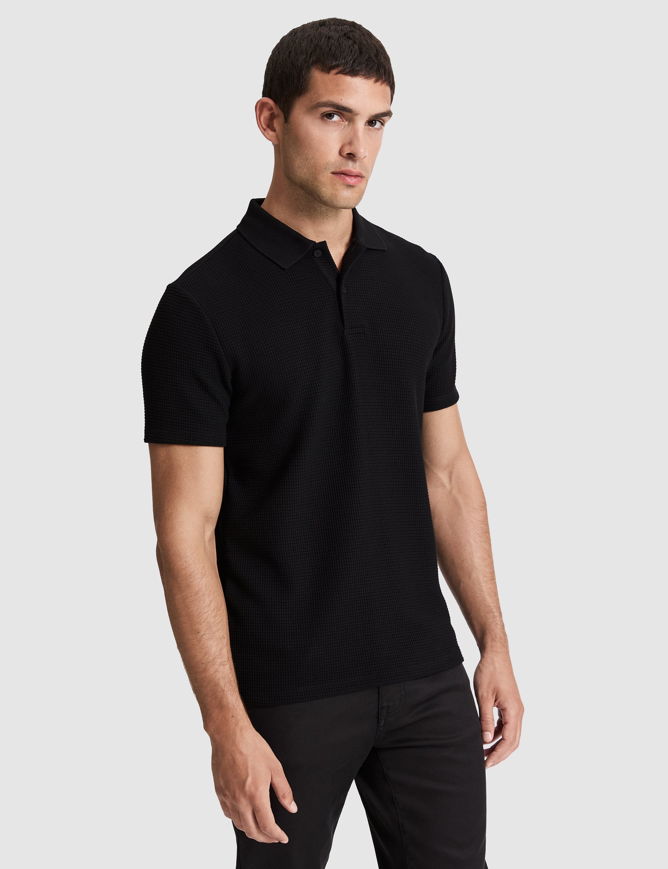 Siyah Regular Fit Polo Yaka Tişört - Image 3