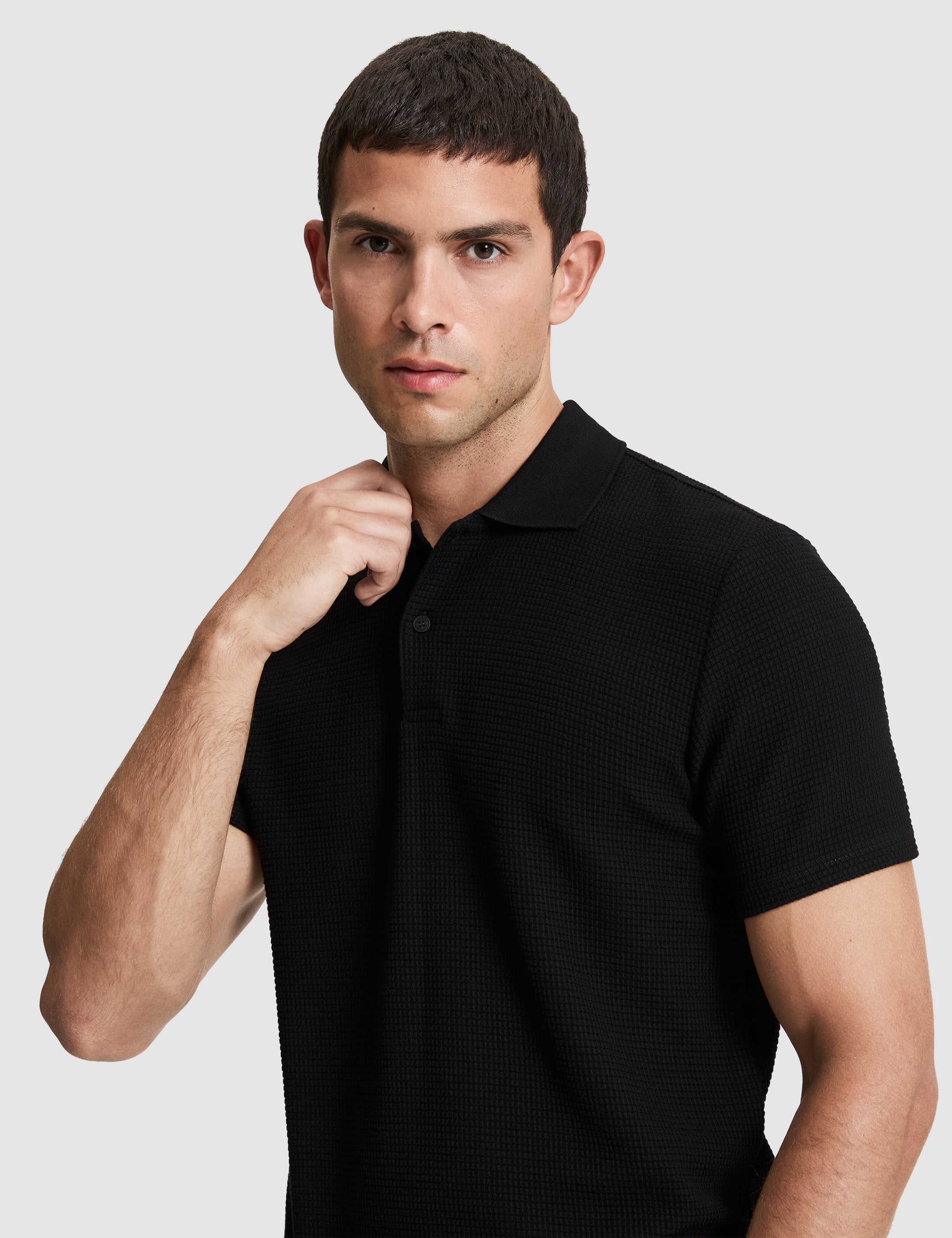 Siyah Regular Fit Polo Yaka Tişört - Image 2