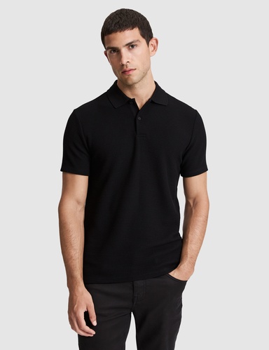 Siyah Regular Fit Düğmeli Polo Yaka Tişört