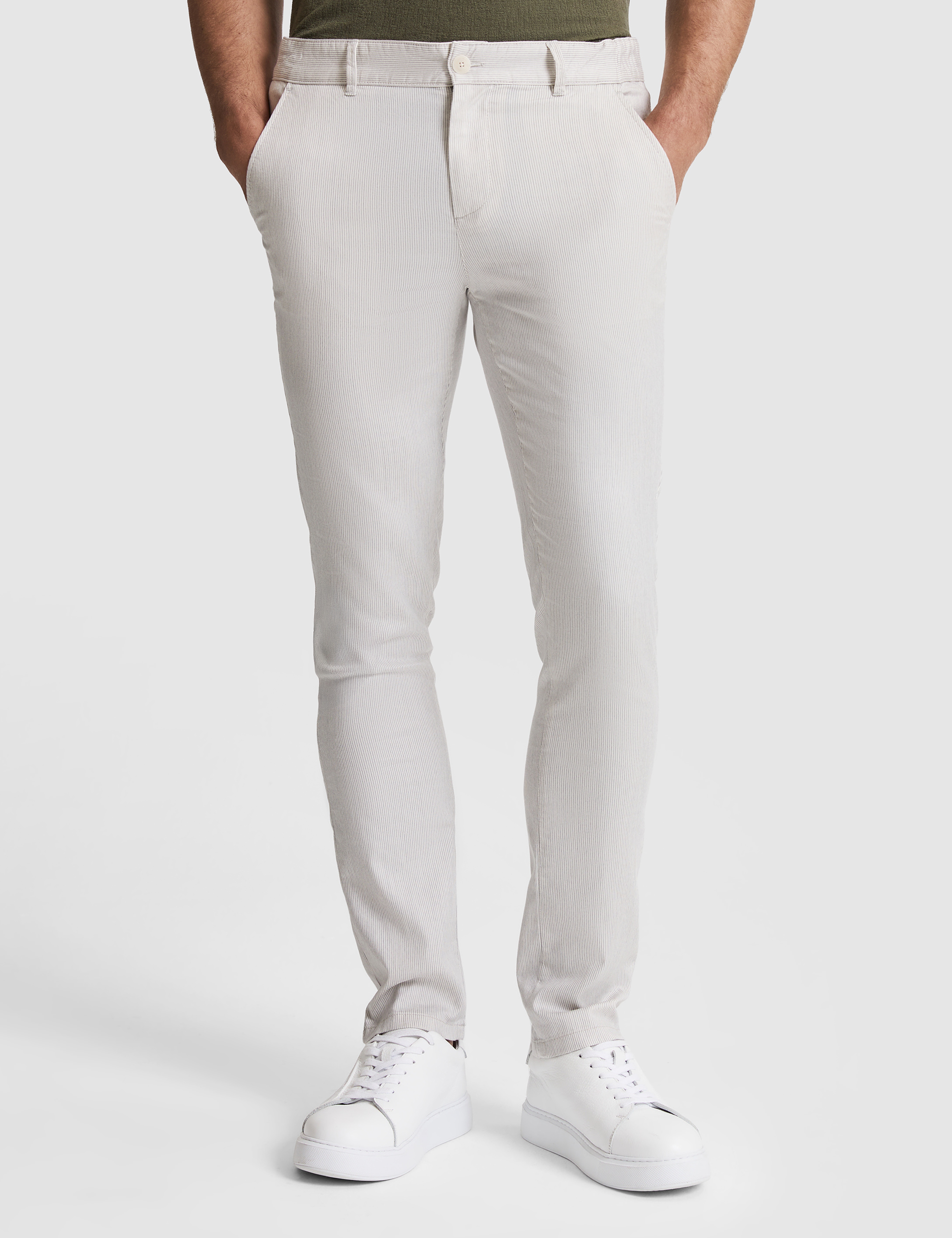 Açık Gri Slim Fit Kanvas Pantolon