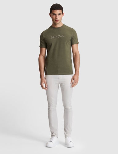 Açık Gri Slim Fit Beli Lastikli Kanvas Pantolon
