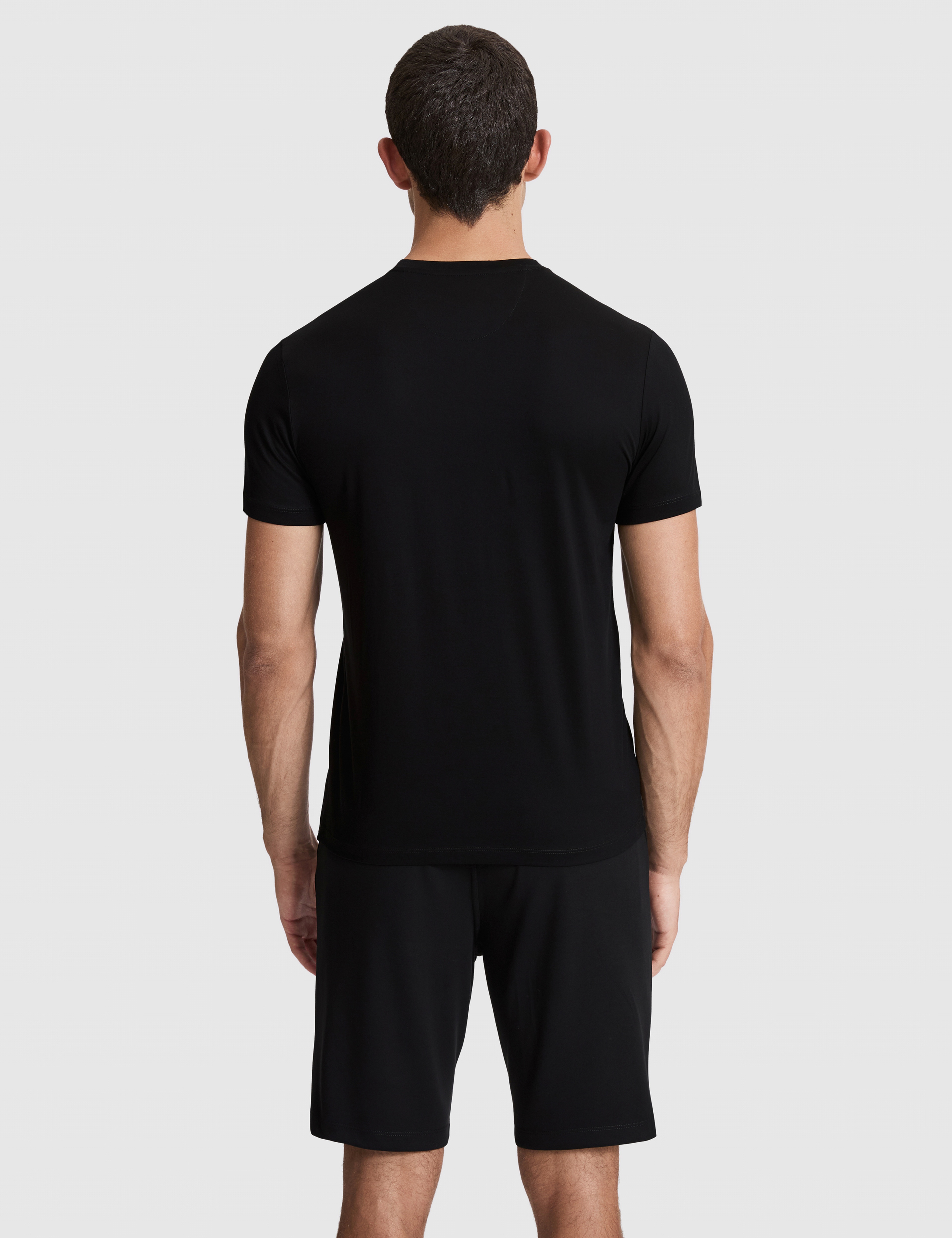 Siyah Slim Fit %100 Pamuk Bisiklet Yaka Likralı Basic Tişört