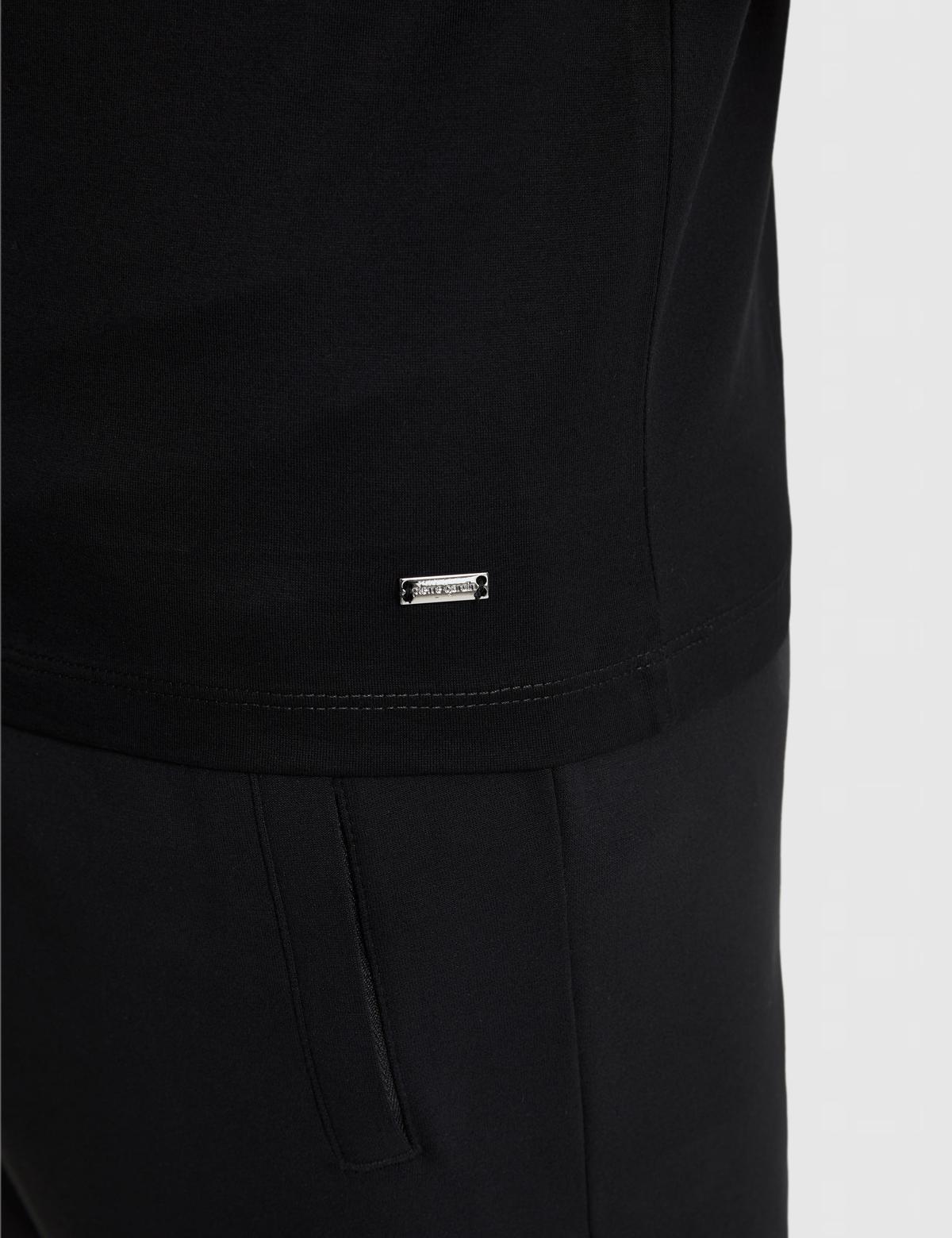 Siyah Slim Fit %100 Pamuk Bisiklet Yaka Likralı Basic Tişört - 50321129122