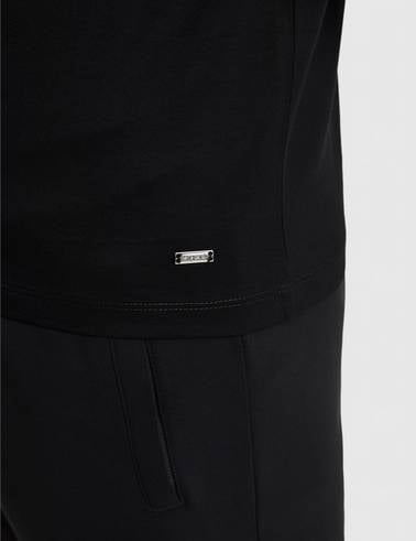Siyah Slim Fit %100 Pamuk Bisiklet Yaka Likralı Basic Tişört
